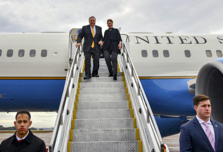 Mike Pompeo on the island of Guyana
